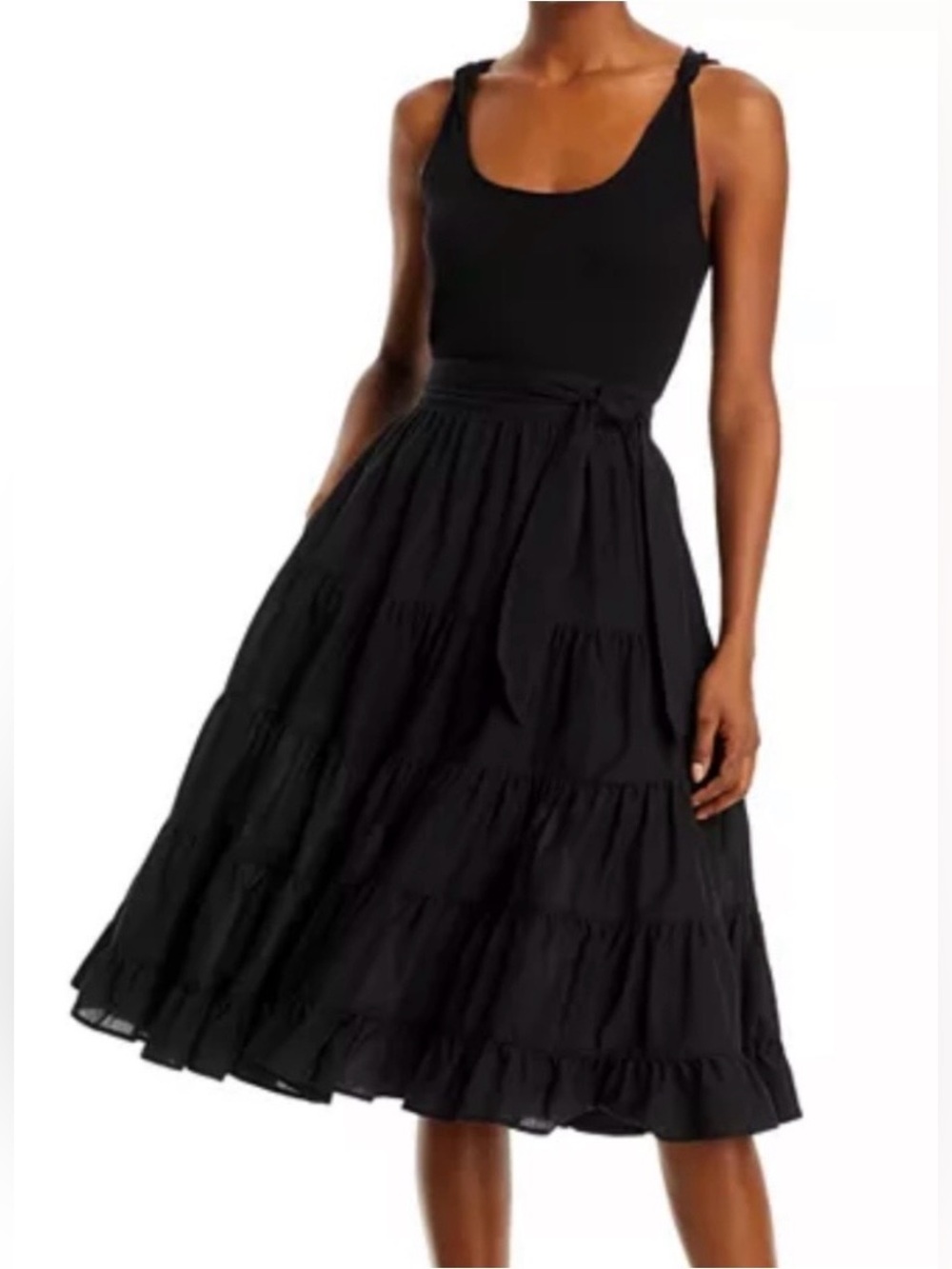 NWT PAIGE Samosa Black Sleeveless Tiered Dress. Size 4